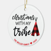 Christmas With My Tribe Photo, Name & Year セラミックオーナメント (左)