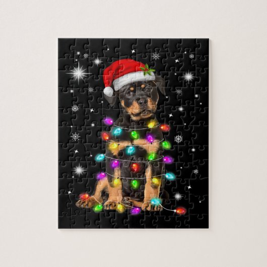 Christmas With Rottweiler Dog ジグソーパズル (縦)