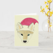 Christmas Wolf Design, Blank inside カード (黄色い花)