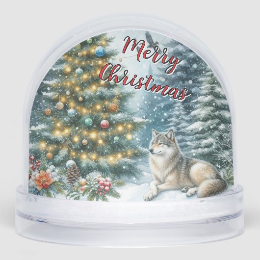 Christmas Wolf Winter Snow Globe (正面)