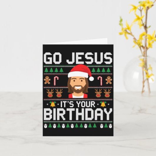 Christmas Women Messy Bun Skull Dead Inside But Jo カード (黄色い花)