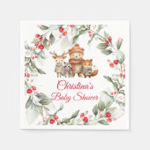 Christmas Woodland Animals Baby Shower スタンダードカクテルナプキン (正面)