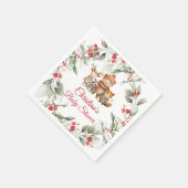 Christmas Woodland Animals Baby Shower スタンダードカクテルナプキン (角)