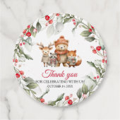 Christmas Woodland Animals Baby Shower フェイバータグ (正面)