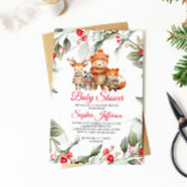 Christmas Woodland Animals Baby Shower 招待状