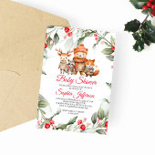 Christmas Woodland Animals Baby Shower 招待状