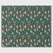 Christmas Woodland Animals Cute Forest Animals ラッピングペーパー (フラット)