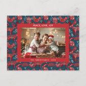Christmas Woodland Animals Folk Art Photo シーズンポストカード (正面)