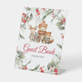 Christmas Woodland Animals Shower Guest Book Sign 台座サイン (正面)