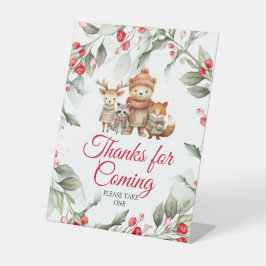 Christmas Woodland Animals Thanks for Coming Sign 台座サイン