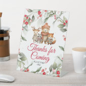 Christmas Woodland Animals Thanks for Coming Sign 台座サイン (インサイチュ)