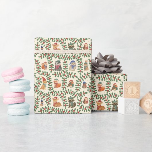 Christmas Woodland Animals Wrapping Paper Roll ラッピングペーパー (ベビーシャワー)