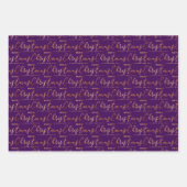 Christmas Word Art on Purple, Black and White ラッピングペーパーシート (正面)