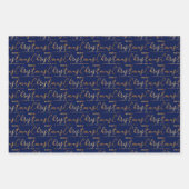 Christmas Word Art on Purple, Navy and Teal ラッピングペーパーシート (正面2)