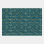 Christmas Word Art on Teal, Black and White ラッピングペーパーシート (正面)