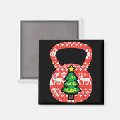 Christmas Workout Kettlebell Xmas Gym Exercise Wom マグネット (正面/裏面)
