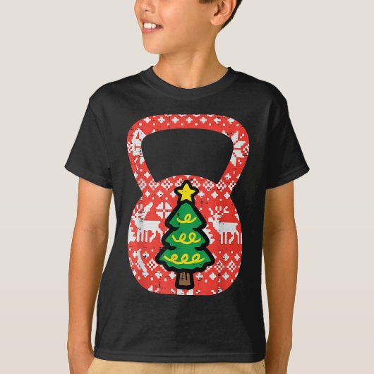 Christmas Workout Kettlebell Xmas Gym Exercise Wom Tシャツ (正面)