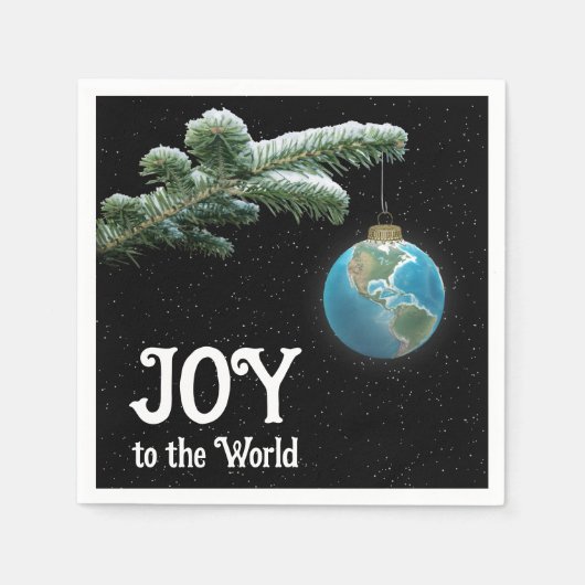 Christmas World Globe Ornament With Stars スタンダードカクテルナプキン (正面)