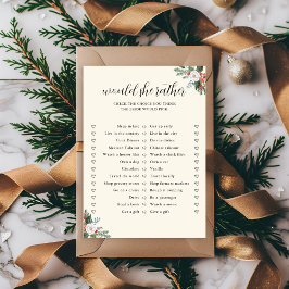 Christmas Would She Rather Bridal Shower Game シーズンカード