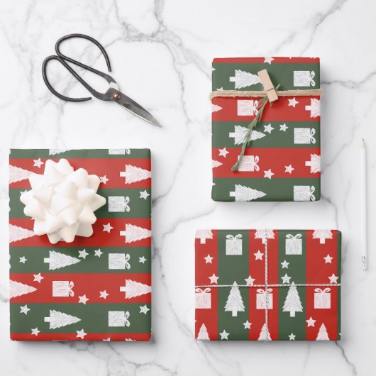 Christmas Wrap Paper Flat Sheet (Set of 3) ラッピングペーパーシート (正面)