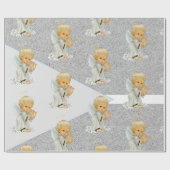 Christmas Wrapping Grey Angel Baby ラッピングペーパー (フラット)