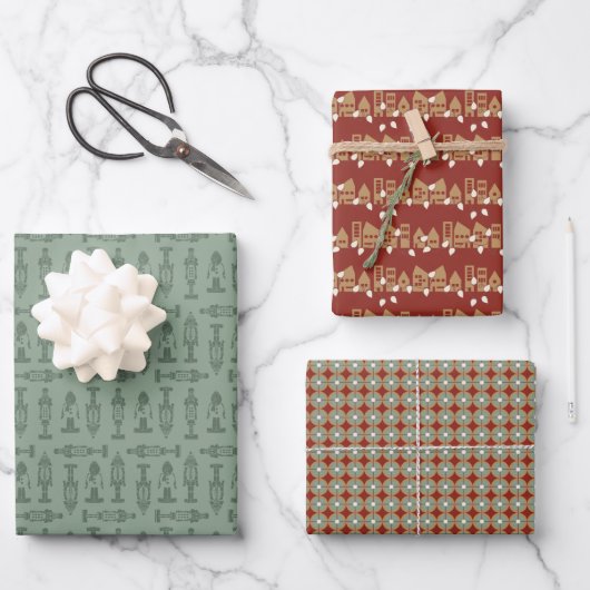 Christmas wrapping paper 3 flat sheet  ラッピングペーパーシート (正面)