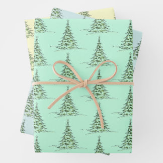 Christmas Wrapping Paper Flat Sheet Set of 3 ラッピングペーパーシート