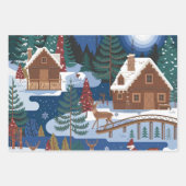 Christmas Wrapping Paper Flat Sheet Set of 3 ラッピングペーパーシート (正面2)