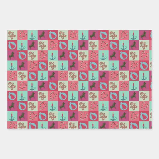 Christmas Wrapping Paper Flat Sheet Set of 3 ラッピングペーパーシート (正面)