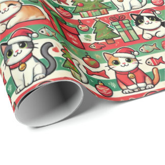 Christmas Wrapping Paper for Cat Lovers ラッピングペーパー