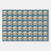 Christmas Wrapping Paper - Fun Santa Reindeer ラッピングペーパーシート (正面3)