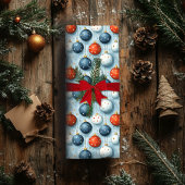 Christmas Wrapping Paper Red White & Blue Ornament ラッピングペーパー