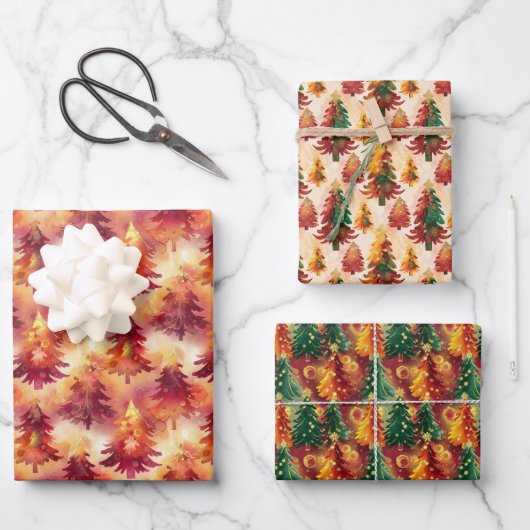 Christmas Wrapping Paper Set of 3 Designs ラッピングペーパーシート (正面)