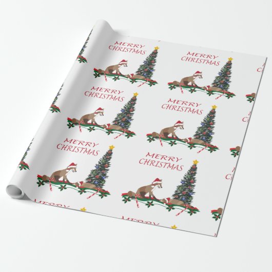 Christmas wrapping paper, wildlife  ラッピングペーパー (アンロールド)