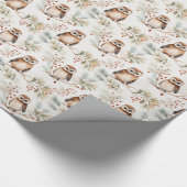 Christmas Wrapping Paper With Brown Owls ラッピングペーパー (角)
