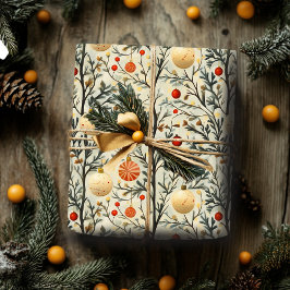 Christmas Wrapping Paper With Classic Ornaments  ラッピングペーパー