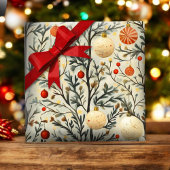 Christmas Wrapping Paper With Classic Ornaments  ラッピングペーパー