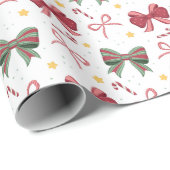 Christmas Wrapping Paper With Red and Green Bows ラッピングペーパー (ロールコーナー)