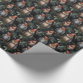 Christmas Wrapping Paper With Santa Owls ラッピングペーパー (角)