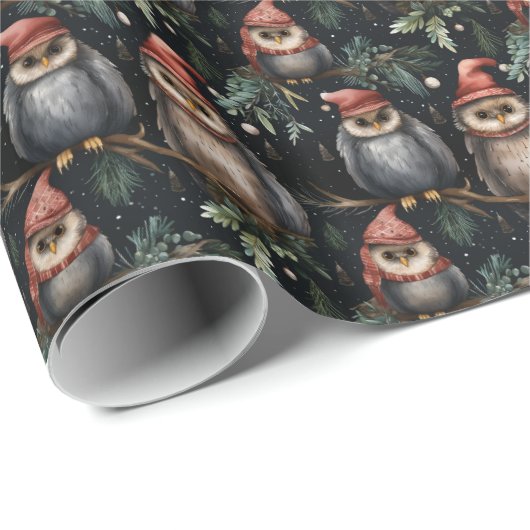 Christmas Wrapping Paper With Santa Owls ラッピングペーパー (ロールコーナー)