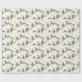 Christmas Wrapping Paper With Vintage Ski Lodge ラッピングペーパー (フラット)