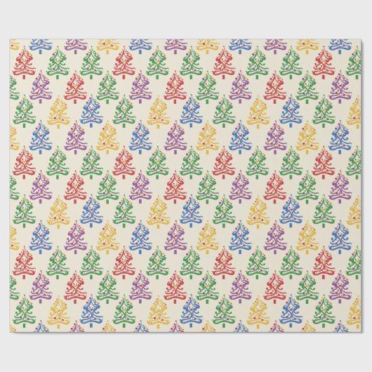 Christmas Wrapping Paper With Xmas Tree Theme ラッピングペーパー (フラット)
