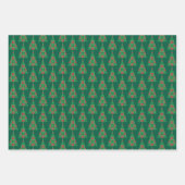 Christmas Wrapping Papers – Golden & Green Trees ラッピングペーパーシート (正面3)