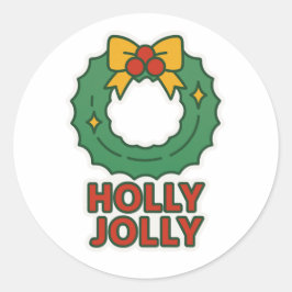 Christmas wreath ラウンドシール