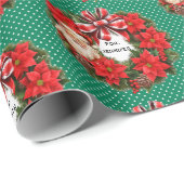 Christmas Wreath Add Name Classic Santa Red Green ラッピングペーパー (ロールコーナー)