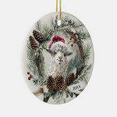 Christmas Wreath Angora Goat セラミックオーナメント (右)