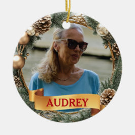 Christmas Wreath ANY Photo Tree Ornament セラミックオーナメント