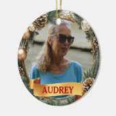 Christmas Wreath ANY Photo Tree Ornament セラミックオーナメント (左)