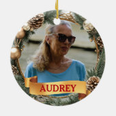 Christmas Wreath ANY Photo Tree Ornament セラミックオーナメント (裏面)