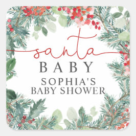 Christmas Wreath Baby Shower  スクエアシール